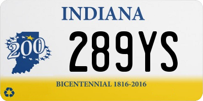 IN license plate 289YS