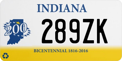 IN license plate 289ZK