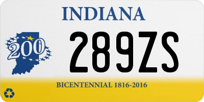 IN license plate 289ZS