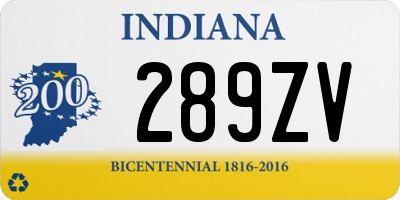 IN license plate 289ZV