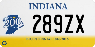 IN license plate 289ZX