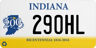 IN license plate 290HL