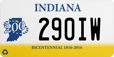 IN license plate 290IW