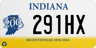 IN license plate 291HX