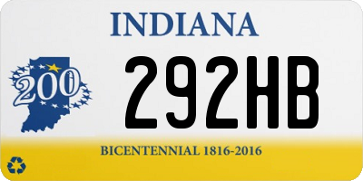 IN license plate 292HB