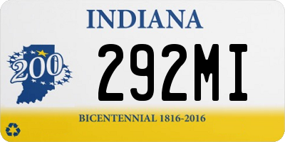 IN license plate 292MI