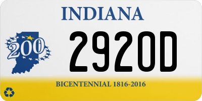 IN license plate 292OD