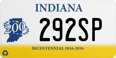 IN license plate 292SP