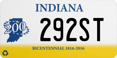 IN license plate 292ST