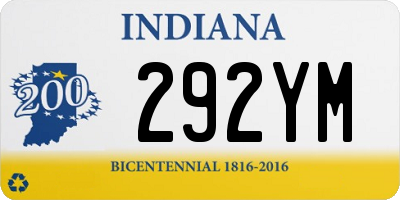 IN license plate 292YM