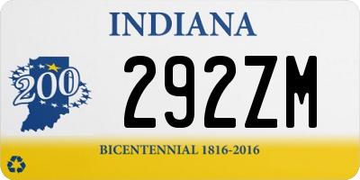 IN license plate 292ZM