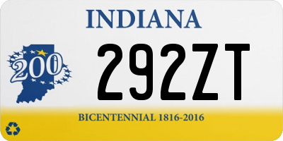 IN license plate 292ZT