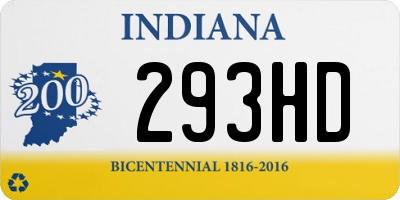 IN license plate 293HD