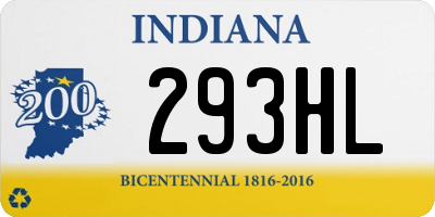 IN license plate 293HL