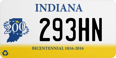 IN license plate 293HN