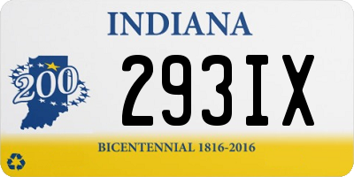 IN license plate 293IX