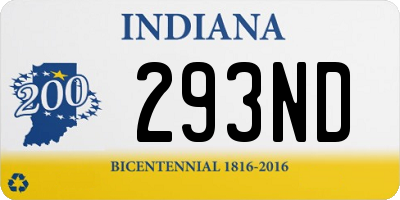 IN license plate 293ND