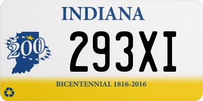 IN license plate 293XI