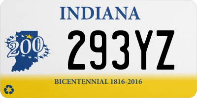 IN license plate 293YZ