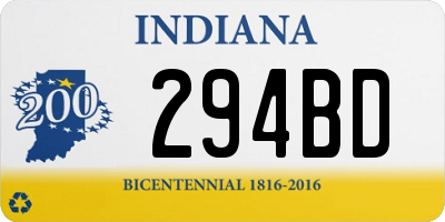 IN license plate 294BD