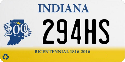 IN license plate 294HS