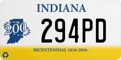 IN license plate 294PD