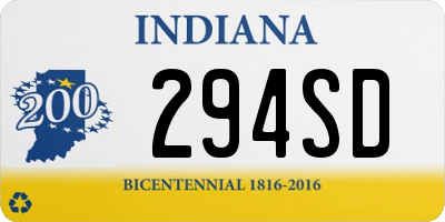 IN license plate 294SD