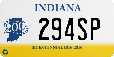 IN license plate 294SP