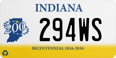 IN license plate 294WS