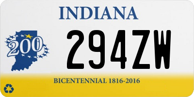 IN license plate 294ZW