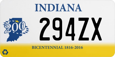 IN license plate 294ZX