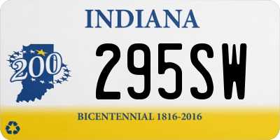 IN license plate 295SW