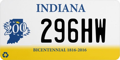 IN license plate 296HW