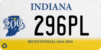 IN license plate 296PL