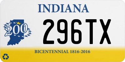 IN license plate 296TX