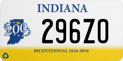 IN license plate 296ZO