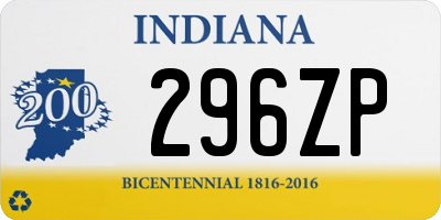 IN license plate 296ZP