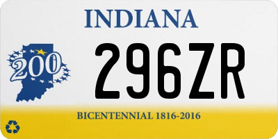 IN license plate 296ZR