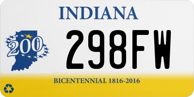 IN license plate 298FW