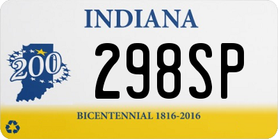 IN license plate 298SP