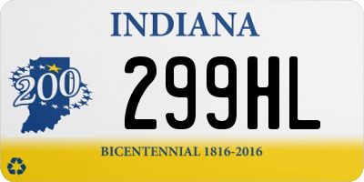 IN license plate 299HL