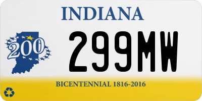 IN license plate 299MW