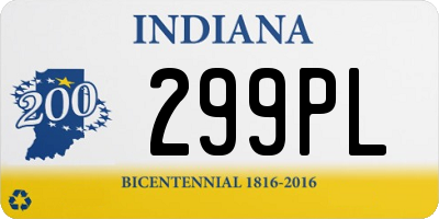 IN license plate 299PL