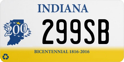 IN license plate 299SB