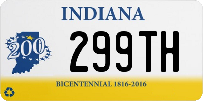 IN license plate 299TH