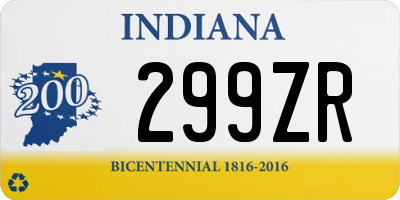 IN license plate 299ZR