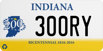 IN license plate 300RY