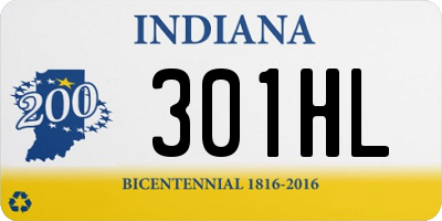 IN license plate 301HL