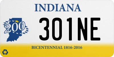 IN license plate 301NE