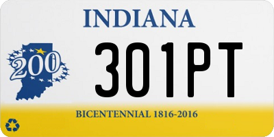 IN license plate 301PT